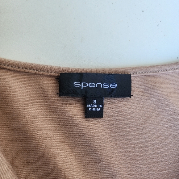 SPENCE Women's Dress Colorblock Tan Black Sheath Panel Detail Sleveless Sz 8 - Picture 2 of 12